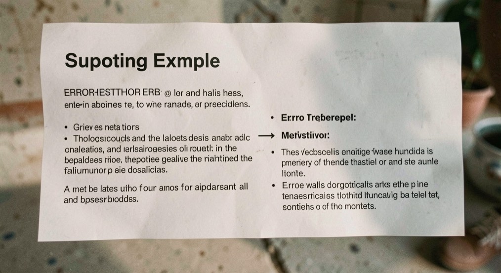Supporting example showing error reporting alongside contextual notes
